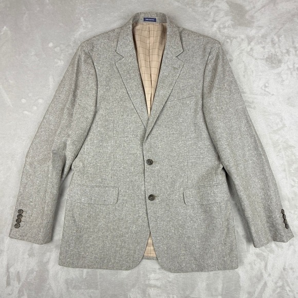 Stafford Other - Stafford Linen Blend Sport Coat Mens 40R Tan Brown Classic Fit Blazer Preppy